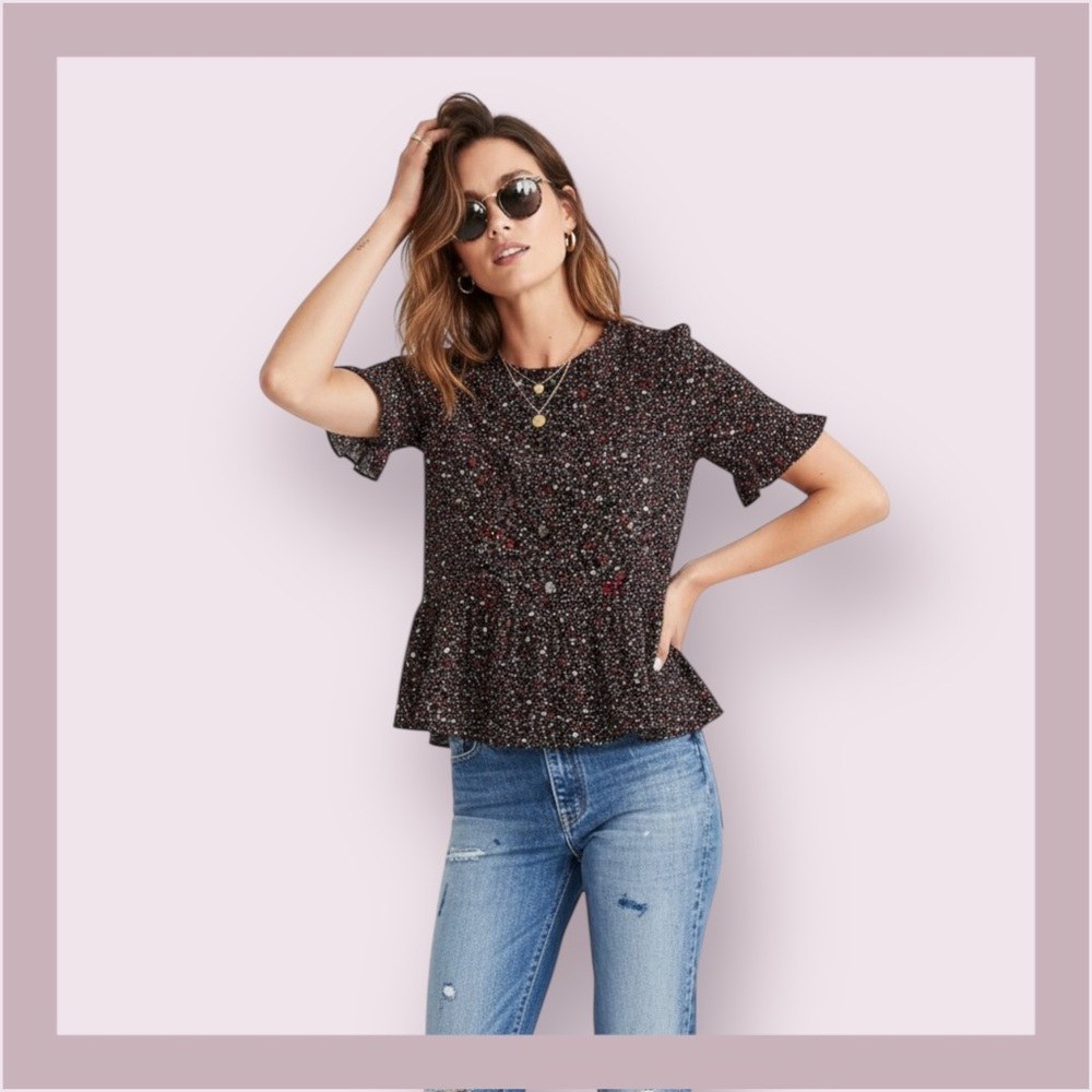 Madewell Ruffle Blouse Cluster Stars Size XS